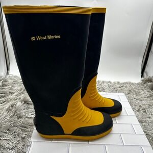 West Marine Tall Rain Boots Waterproof Pull On Yellow Black Size Mens -8 Women10